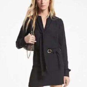 MICHAEL Michael Kors Viscose Blend Tie-Neck Blouse Size: S | Color: Black | NWT